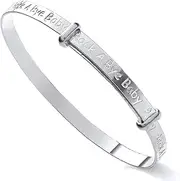 Old English Jewellers Sterling Silver Rock A Bye Baby Expanding Baby Bangle- Gift Boxed, Inner circumference is 4.75", expandable to 5.75", Sterling Silver, No Gemstone