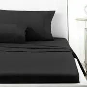 Black 2000TC Ultra SOFT FLAT & FITTED Sheet Set Queen/King/Super Size