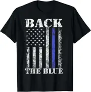 Thin Blue Line Back the Blue American Flag Police Support Gift Unisex T-Shirt