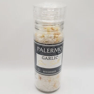 Garlic Sea Salt Grinder Palermo 3.9 Oz EXP 02/26 Spice Seasoning Bottle