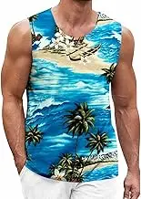Mock Turtleneck Men Casual Tank Top Loose Sports Beach Printed Vest Casual Top Blouse Mens T Shirt 3xlt