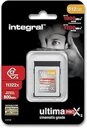 512GB CFexpress Memory Card Type B 2.0 8K RAW and 4K 120 FPS 1800MB/s Read 1700MB/s Write Speed Designed for The Cinematographer and Professional Photographer