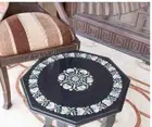 24" Unique Design black marble Dining coffee Table Top inlay Kitchen side Table