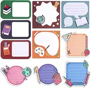 Neptniopllab 30 Pack Lovely Back to School Sticky Notes, 600 Sheets Self-Adhesive Sticky Note Pads, Mutifunctional Removable Book Pencil Ruler Globe Shapes Memo Pads for Office School Supplies