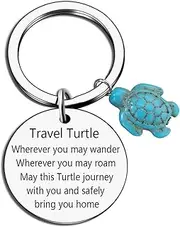 [Meimimix] Travel Turtle Keychain Wherever You May Wander Good Luck Charm Gifts for Family Friends