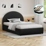ALFORDSON Bed Frame King Single Gas Lift Base With Storage Black Leather HOWELL