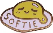 [Pinstant] Softie Soft Fried Egg Runny Yolk Cute Kawaii Soft Kind Hearted 1.25" Enamel Pin Badge, 1.25 Inches, Enamel, enamel