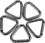 TOGEVAL 5pcs Heavy Duty Locking Carabiner Clips Key Ring Carabiner Clip for Camping Triangular Aluminum Alloy Outdoor Kettle Hook