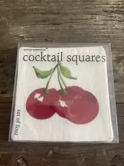 NEW Boston Warehouse 4 Cocktail 10" Square Napkins Embroidered Cherries 2003