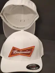 Budweiser Patched White 6 Panel Flexfit Hat