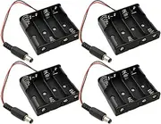 CGNRONEAU 4PCS 6V Power Box 4X AA Battery Holder Case with DC 5.5x2.1 Connector Mate with Barrel Jack Connector for Arduino
