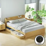 Artiss Bed Frame Double Queen Size with Charging Ports and 2 Drawers AURA