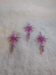 3 Pack Purple Aurora Snowflake Stars For Ceramic Christmas Tree. Toppers