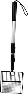 Leefasy Chicken Poop Scooper, Metal Cat Litter Scoop Practical Heavy Duty Adjustable 22.44-41.73" Extendable Chicken Coop Accessories, Black Scooper