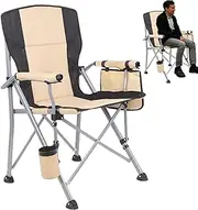 Jubepk Lawn Chairs Folding | Folding Portable Outdoor Chairs with Cup Holder - Camping Mountaineering Supplies for Family Party Spectator