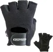 Contraband Black Label 5050 Mens Basic Leather Fingerless Weight Lifting Gloves