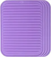 uxcell 4 Pack Silicone Dish Drying Mat, 9" x 12" Silicone Trivets for Hot Pots and Pans Dish Drainer Mat Heat Resistant Non-Slip Dish Drying Pad for Kitchen Counters, Purple