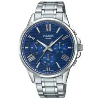 在飛比找momo購物網優惠-【CASIO 卡西歐】一般指針 時尚三眼男錶 不鏽鋼錶帶 防