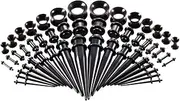 [Porgeel] 50PCS Creative Spike Ear Amplification Ear Stretching Kit Acrylic Ear Plugs Gauges Earring Gauges Piercing Plug Props Black