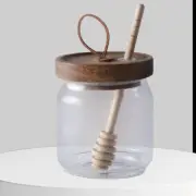 Glass Honey Jar with Dipper and Acacia Wood Lid Honey Dipper Stick - NEW