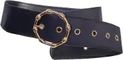 SDEER Women's PU Leather Belts for Pants Dress Retro Gold One Size, Black
