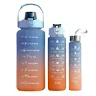 Half Gallon 64 OZ Motivational Set 3pcs Water Bottle, Straw Time Marker BPA Free