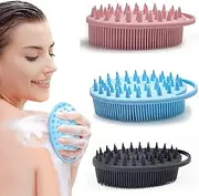 Heatunk 2-in-1 Silicone Bath and Shampoo Brush Set: Exfoliating Body Scrubber, Head Scrubber, Scalp Massager - Shower Essential, Easy to Clean (3-Pack)