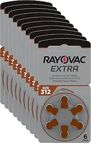 60 piles auditives Rayovac 312 Extra advanced / pile auditive PR41 / piles pour appareils auditifs / 312AE,A312,DA312,P312,PR312H