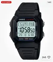 Casio W800H-1AV, Digital Watch, Resin Band, Stopwatch, Alarm, 10 Year Battery