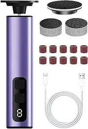 Electric Foot File, Portable Foot Sander Callus Remover, 360 Degree Rotation, 9 Speeds with Sandpaper Discs & Grinding Heads for Men Women