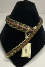 Giles & Brother Brass & Leather Snake Wrap Choker Collar Necklace New
