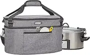 [HOMEST] Slow Cooker Bag for Crock-Pot 6-8 Quart, Insulated Travel Carrier with Easy to Clean Lining, Carry Case with Top Zip Compartment and Accessory Pocket