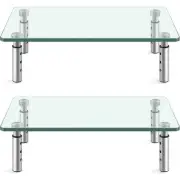 GLASS Monitor Stand with Height Adjustable for Home Office 2 Pack Computer Mo...