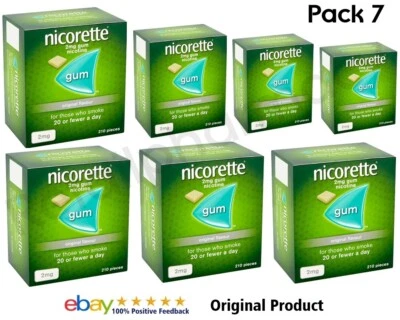 Nicorette Chewing Gum Original 2mg of 210 Expiry 2027 ( 7 Boxes )