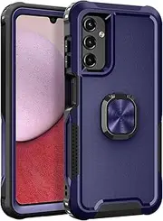Samsung A14 Phone Case, Samsung Galaxy A14 Case, Military Grade Back Cover with Ring Kickstand Shockproof PC Bumper Tough Hard Armor Protection Cover for Samsung Galaxy A14 4G/5G, Blue