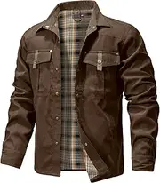 [KAVIANA] Men's Shirt Jacket Shacket with Flannel Lined Casual Snap Button Overshirt Western Cowboy Jackets Fall Clothing