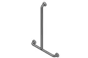 New Bradley 832 Shower T-Bar Grab Rail Centre Fix - Silver 660Mm W X 1100Mm H X