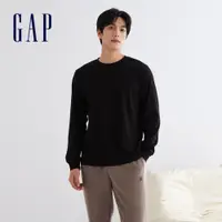 在飛比找蝦皮商城優惠-Gap 男裝 Logo純棉圓領長袖上衣-黑色(841263)