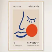 Galrie Papiers Découpés Blue Face with Orange, H. Matisse Art Print (1955), Wood Frame, A0 84 x 119cm (33 x 47inch)