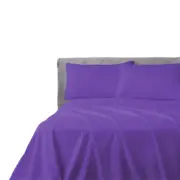 2000TC Ultra Soft Bamboo Blend Flat Fitted Sheet Set Cooling Comfort - Purple