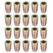 25Pcs Threaded Inserts, 3/8"-16x1" Zinc Hex-Flanged Nut Threaded Inserts