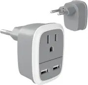 Bates- European Travel Plug Adapter, Adapter with USB, European Plug Adapter