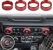 Voodonala Air Conditioner Headlight Switch Knob Trim for 2018-2020 Jeep Wrangler JL JLU Gladiator JT Trunk, Blue Aluminum Alloy 4pcs