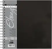 Daler-Rowney Ebony Sketchbook, Smooth Surface, 160gsm, Spiral Bound, Square, 20 x 20cm, Natural White, 54 Sheets, Ideal for Professionals