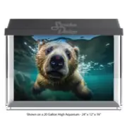 Brown Bear Cute Swimming Polyester Fish Tank Glass Backdrop Aquarium Background