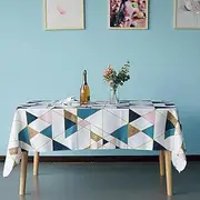 Premium Table Cloth Polyester Table Cover, Easy Washable & Wipe, for Kitchen, Patio, Garden Table Cover, Indoor & Outdoor Table Cloth, 70'' Round, White on Blue Pattern