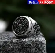 Men Retro Biker Punk Viking Tree of Life Titanium Stainless Steel Jewellery Ring