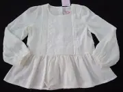 Girls Pumpkin Patch embroidered woven top Size 3 & 6 Cloud Dancer