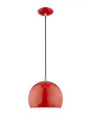 Livex Metal Shade 1 Lt Shiny Red Mini Pendant