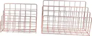 Angoily 2pcs Metal Book Display Stand Iron Magazine Holder with Three Tiered Design Desk Organizer for Office Reading Finish for Tidy Storage